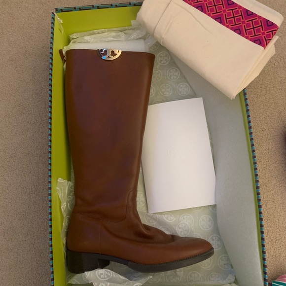 Tory Burch Sidney riding boots copper color
